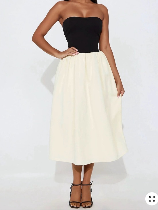 Dresses & Skirts - Cream Midi dress - Classic Gathered Waist